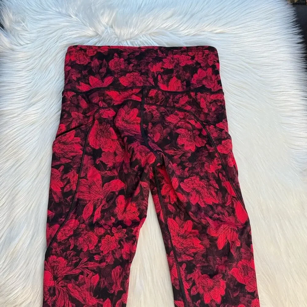 Lululemon Fast & Free 7/8 Tight II Carmine True Red Black